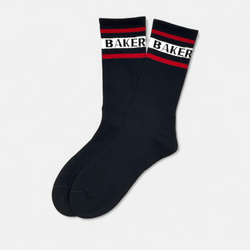 White Stripe Navy Socks