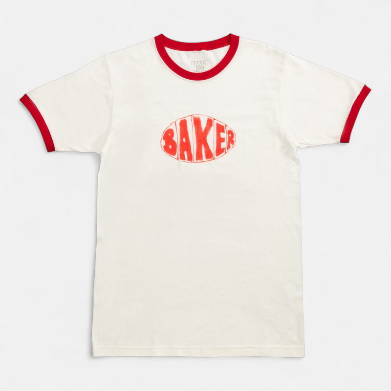 Sprayed Oval Ringer Tee White